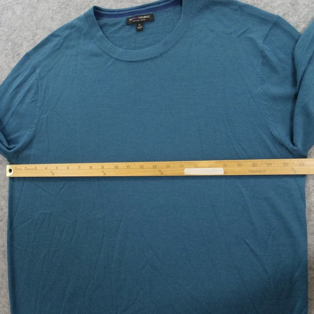 Banana Republic Sweater Mens Extra Large Green Crew Neck Merino Wool Pullover